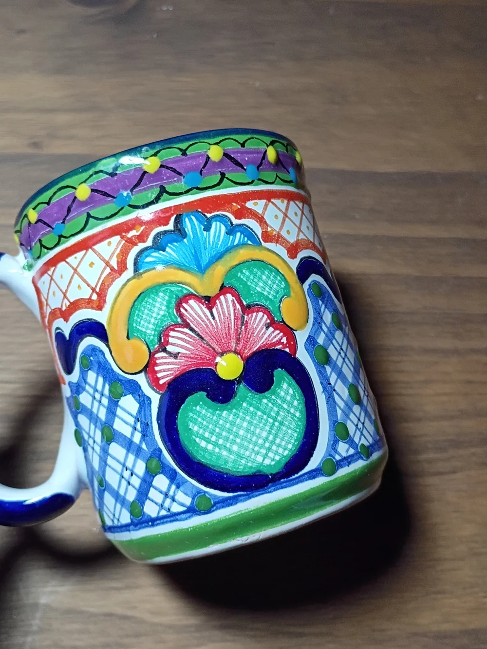 Hand-Painted Floral Ceramic Mug By Arte Talavera PueMex Lead Free